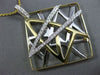 ESTATE LARGE .55CT DIAMOND 18KT TWO TONE GOLD 3D SQUARE STAR CRISS CROSS PENDANT