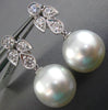 ESTATE LARGE .85CT DIAMOND & AAA SOUTH SEA PEARL 18K WHITE GOLD HANGING EARRINGS