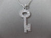 ESTATE LARGE .60CT DIAMOND 14K WHITE GOLD 3D PAVE KEY TO MY HEART PENDANT #17125