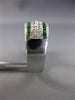 ESTATE WIDE .95CT DIAMOND & AAA EMERALD 18KT WHITE GOLD WEDDING ANNIVERSARY RING