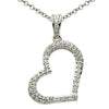 ESTATE .38CT DIAMOND 18KT WHITE GOLD 3D CLASSIC OPEN HEART LOVE FLOATING PENDANT