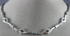 ANTIQUE 1CT DIAMOND 14K WHITE GOLD 3D CLASSIC LINK ITALIAN NECKLACE #15797