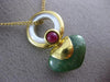 ESTATE LARGE AAA MULTI GEM 18KT YELLOW GOLD 3D DOUBLE TEAR DROP FLOATING PENDANT