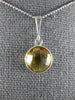 ESTATE 4.0CT AAA CITRINE 14KT WHITE GOLD EXTRA FACET ROUND CLASSIC BEZEL PENDANT