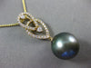 ESTATE LARGE .39CT DIAMOND 18KT YELLOW GOLD 3D TAHITIAN PEARL FLOATING PENDANT