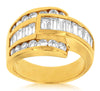 ESTATE WIDE 2.08CT ROUND & BAGUETTE DIAMOND 14K YELLOW GOLD 3D CLASSIC BELT RING
