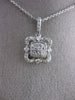 ESTATE .29CT DIAMOND 14KT WHITE GOLD 3D SQUARE HALO FLOWER FLOATING PENDANT