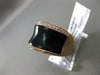 ESTATE WIDE .18CT DIAMOND 14KT ROSE GOLD 3D BLACK ENAMEL CONCAVE RING 13mm WIDE