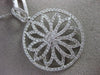 ESTATE LARGE 1.63CT DIAMOND 18K WHITE GOLD OPEN FLOWER CIRCULAR FLOATING PENDANT