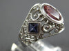 ESTATE LARGE 1.82CT AAA TOPAZ & TANZANITE 14KT WHITE GOLD 3D FILIGREE OVAL RING