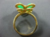 ESTATE WIDE AAA JADE 18KT YELLOW GOLD HANDCRAFTED FOUR CLOVER FLOWER RING
