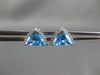 ESTATE 3.13CT DIAMOND & AAA BLUE TOPAZ 14K WHITE GOLD SEMI MOON HANGING EARRINGS