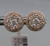 ESTATE LARGE .77CT ROUND DIAMOND 18KT ROSE GOLD 3D CLUSTER HALO STUD EARRINGS