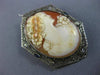 ESTATE LARGE .09CT AAA SAPPHIRE 14KT WHITE GOLD LADY CAMEO BROOCH PENDANT #26139