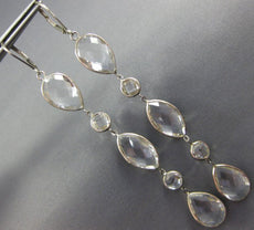 ESTATE EXTRA LARGE AAA CRYSTAL 14KT WHITE GOLD 3D MULTI SHAPE HANGING EARRINGS