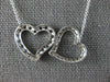 ESTATE 1.26CT DIAMOND & AAA SAPPHIRE 14KT WHITE GOLD DOUBLE HEART LOVE NECKLACE