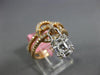 ESTATE WIDE .94CT DIAMOND 18KT WHITE & ROSE GOLD 3D LOVE KNOT LOCK FLOATING RING