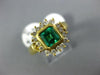 1.12CT DIAMOND & AAA EMERALD 18KT YELLOW GOLD SQUARE HALO BEZEL ENGAGEMENT RING
