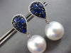 ESTATE LARGE 3.38CT DIAMOND AAA SAPPHIRE & SOUTH SEA PEARL 18KT GOLD 3D EARRINGS