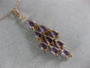 ESTATE 3.32CT DIAMOND & AAA AMETHYST 14KT ROSE GOLD 3D CLUSTER TEAR DROP PENDANT