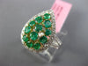 LARGE 1.63CT DIAMOND & AAA EMERALD 18K TWO TONE GOLD PEAR SHAPE CRISS CROSS RING