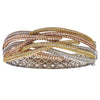 ESTATE EXTRA LARGE 9.18CT DIAMOND 18KT TRI COLOR GOLD MULTI ROW BANGLE BRACELET