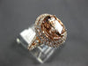 ESTATE LARGE 3.04CT DIAMOND & AAA MORAGNITE 14KT ROSE GOLD OVAL ENGAGEMENT RING