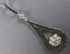 ESTATE 1.25CT WHITE & BLACK DIAMOND 14KT WHITE GOLD 3D FLOWER TEAR DROP PENDANT