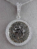 ESTATE .40CT DIAMOND 14KT WHITE GOLD 3D ROUND SHEMA ISRAEL PENDANT & CHAIN 24102