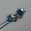 ESTATE .50CT BLUE DIAMOND 14KT WHITE GOLD CLASSIC ROUND STUD EARRINGS 4mm WIDE