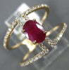 ESTATE LARGE 1.25CT ROUND DIAMOND & AAA OVAL CUT RUBY 14KT ROSE GOLD 3D FUN RING