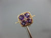 ESTATE 1.17CT DIAMOND & AAA AMETHYST 14KT ROSE GOLD 3D SQUARE FLOWER LOVE RING