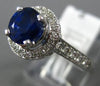 ESTATE 1.75CT DIAMOND & AAA SAPPHIRE 18KT WHITE GOLD ROUND HALO ENGAGEMENT RING