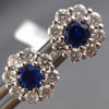 ESTATE .85CT DIAMOND & AAA SAPPHIRE 18KT WHITE GOLD CLASSIC FLOWER STUD EARRINGS