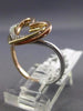ESTATE LARGE .30CT DIAMOND 14KT WHITE YELLOW & ROSE GOLD 3D TRI HEART LOVE RING