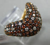 ESTATE 1.82CT DIAMOND & AAA ORANGE SAPPHIRE 18K 2 TONE GOLD ETOILE V SHAPE RING