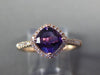 ESTATE 1.02CT DIAMOND & AAA AMETHYST 14KT ROSE GOLD 3D CUSHION FUN LOVE RING