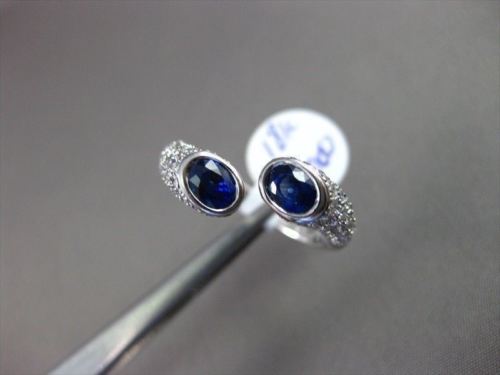 ESTATE WIDE 1.72CT DIAMOND & AAA SAPPHIRE 18K WHITE GOLD DOUBLE HEAD SNAKE RING