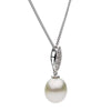ESTATE .08CT DIAMOND & AAA SOUTH PEARL 18KT WHITE GOLD 3D MARQUISE SHAPE PENDANT