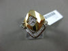 ESTATE WIDE .25CT DIAMOND 18KT WHITE & YELLOW 3D GOLD SQUARE FILIGREE FUN RING