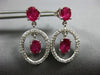 ESTATE LARGE 2.13CT DIAMOND & AAA RUBY 14KT WHITE GOLD 3D OVAL HANGING EARRINGS