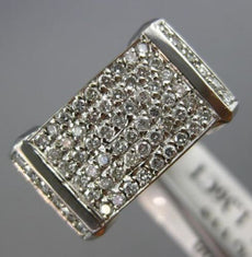 ESTATE WIDE 1.36CT DIAMOND 18KT WHITE GOLD 3D SQUARE PAVE ANNIVERSARY RING #478