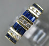 ESTATE 1.24CT DIAMOND & AAA SAPPHIRE 14KT YELLOW GOLD THREE ROW ANNIVERSARY RING