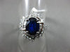 ESTATE LARGE 2.82CT DIAMOND & AAA SAPPHIRE 18K WHITE GOLD FLOWER ENGAGEMENT RING