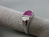 ESTATE WIDE 1.65CT DIAMOND & AAA RUBY 18KT WHITE GOLD SQUARE HALF MOON FUN RING