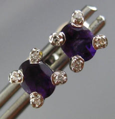 ESTATE .64CT DIAMOND & AAA AMETHYST 14KT WHITE GOLD CLASSIC ETOILE STUD EARRINGS