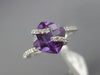 ESTATE 2.34CT DIAMOND & AAA AMETHYST 14KT WHITE GOLD SQUARE CRISS CROSS FUN RING