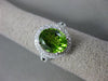 ESTATE LARGE 3.32CT DIAMOND & AAA PERIDOT 14KT WHITE GOLD 3D HALO FILIGREE RING