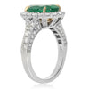 ESTATE LARGE 4.62CT DIAMOND & AAA EMERALD 18KT 2 TONE GOLD HALO ENGAGEMENT RING