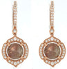 ESTATE LARGE 4.55CT WHITE & CHOCOLATE FANCY DIAMOND 18KT ROSE GOLD HALO EARRINGS